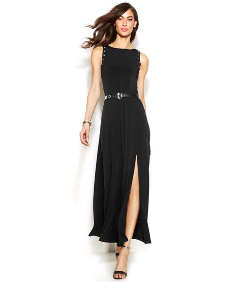 michael kors black truffle dress|Michael Kors satin dresses.